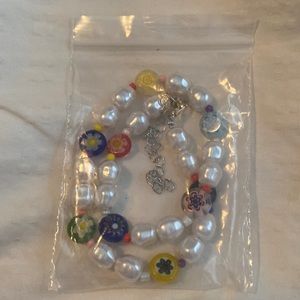Beaded pearl necklace colorful boho